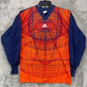 VTG Adidas Men's 2004/2005 Goalkeeper Jersey Sz Small Orange Patterned Padded
